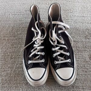 Chocolate Brown High-Top Sneakers with White Laces